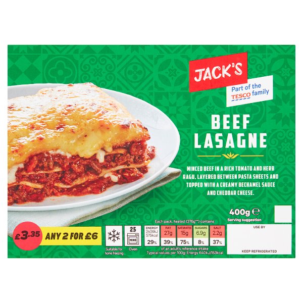 Jacks Beef Lasagne 400g
