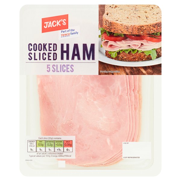 Jacks Cooked Sliced Ham 5 Slices 100g